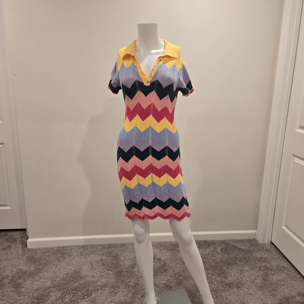 Chevron Patterned Polo Dress